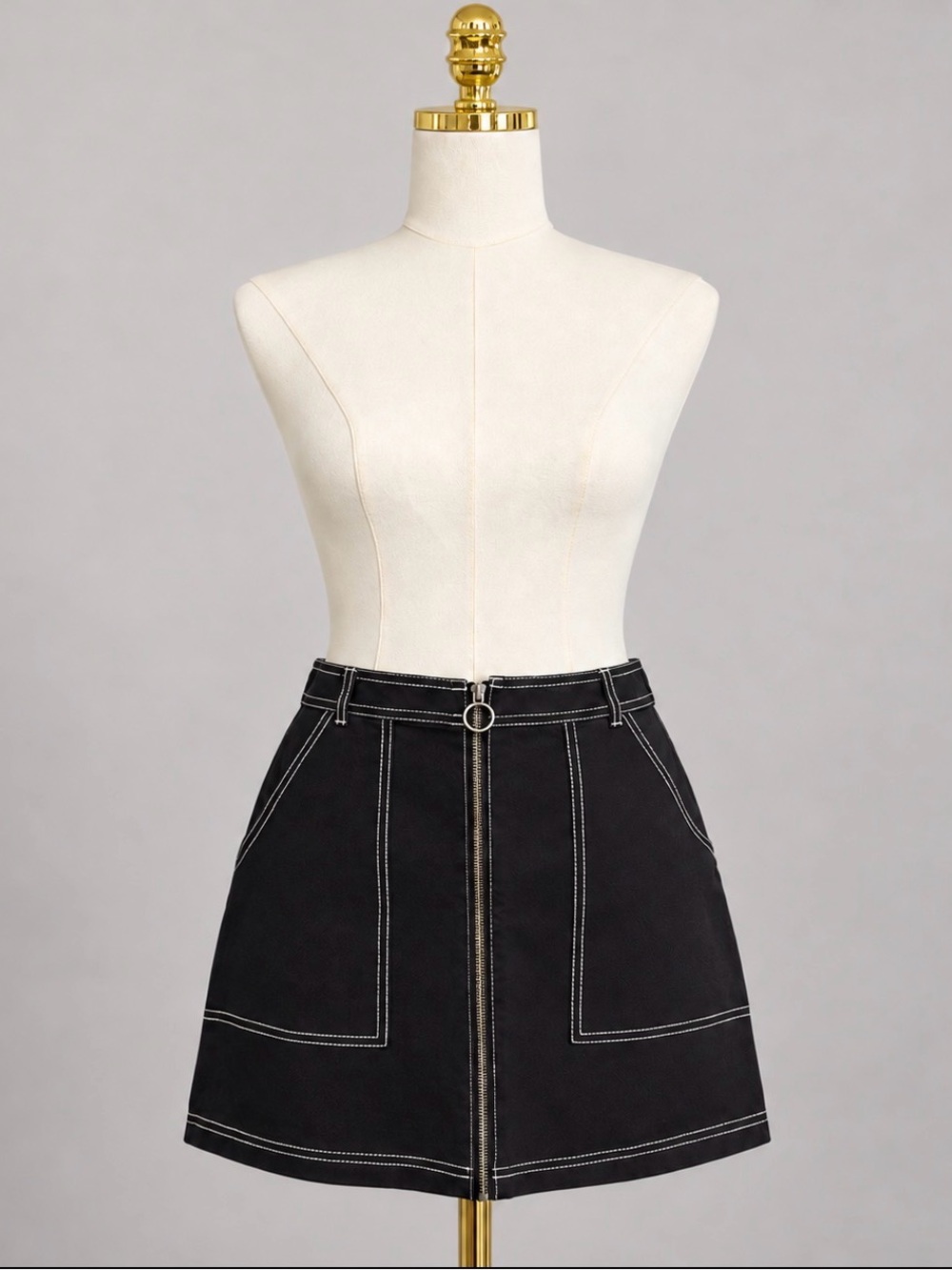 Vans Black A-Line Mini Skirt with Contrast Stitching